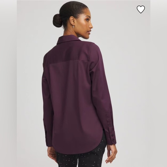 Chico's Maroon Red No Iron Stretch Button-Down Shirt - Picture 3 of 15